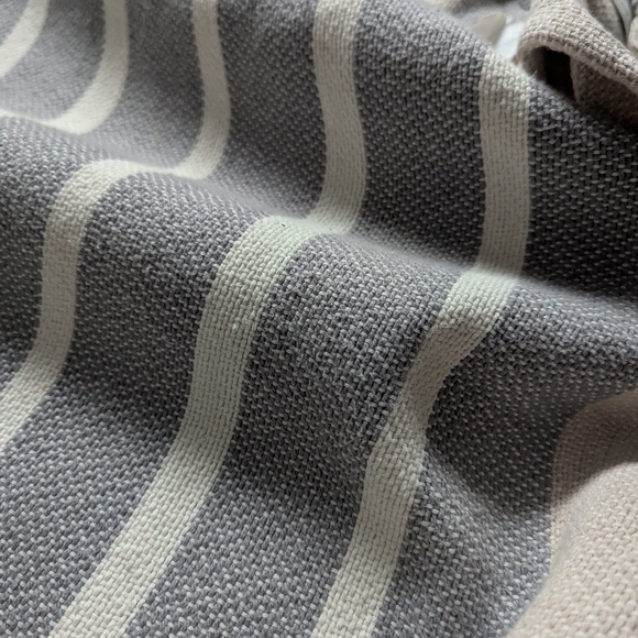 Imani Collective Woven Cotton Throw Blanket Slate/White/Beige Stripes - Picture 3 of 15